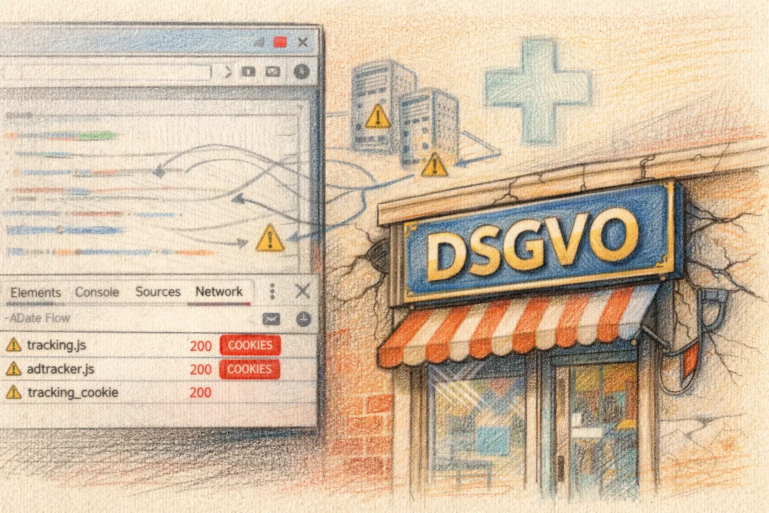 DSGVO Audit — Network Tab zeigt Tracking vor Consent