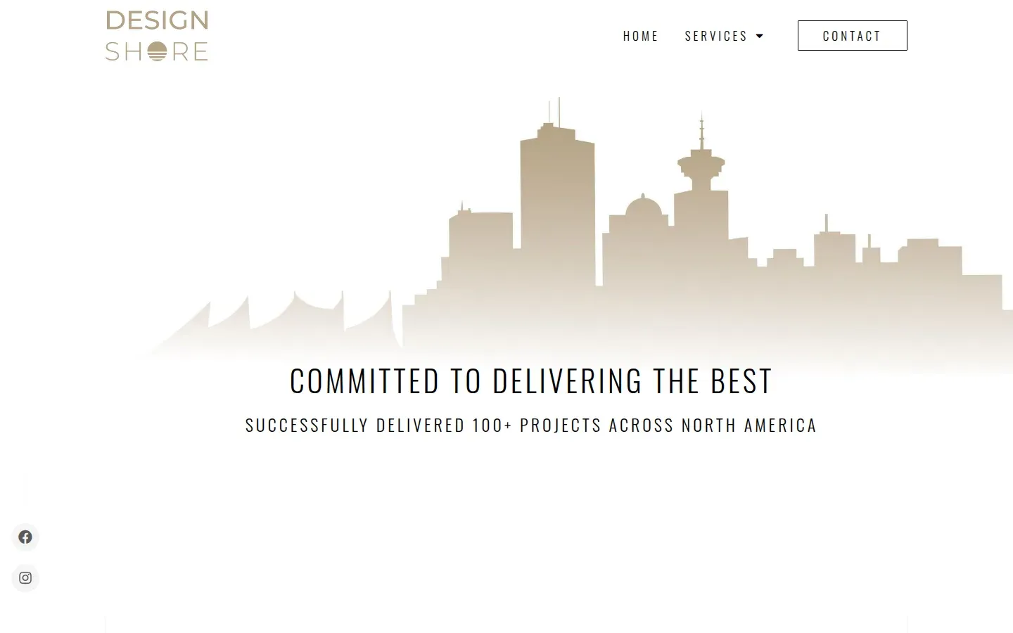 Startseite von DesignShore mit Skyline-Illustration